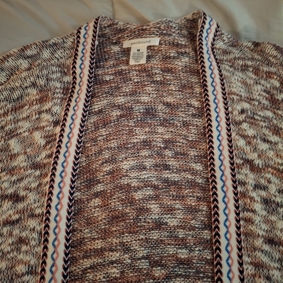 Westbound Women's Multicolor Knit Open Front Sleeveless Cardigan Sweater - Picture 4 of 9